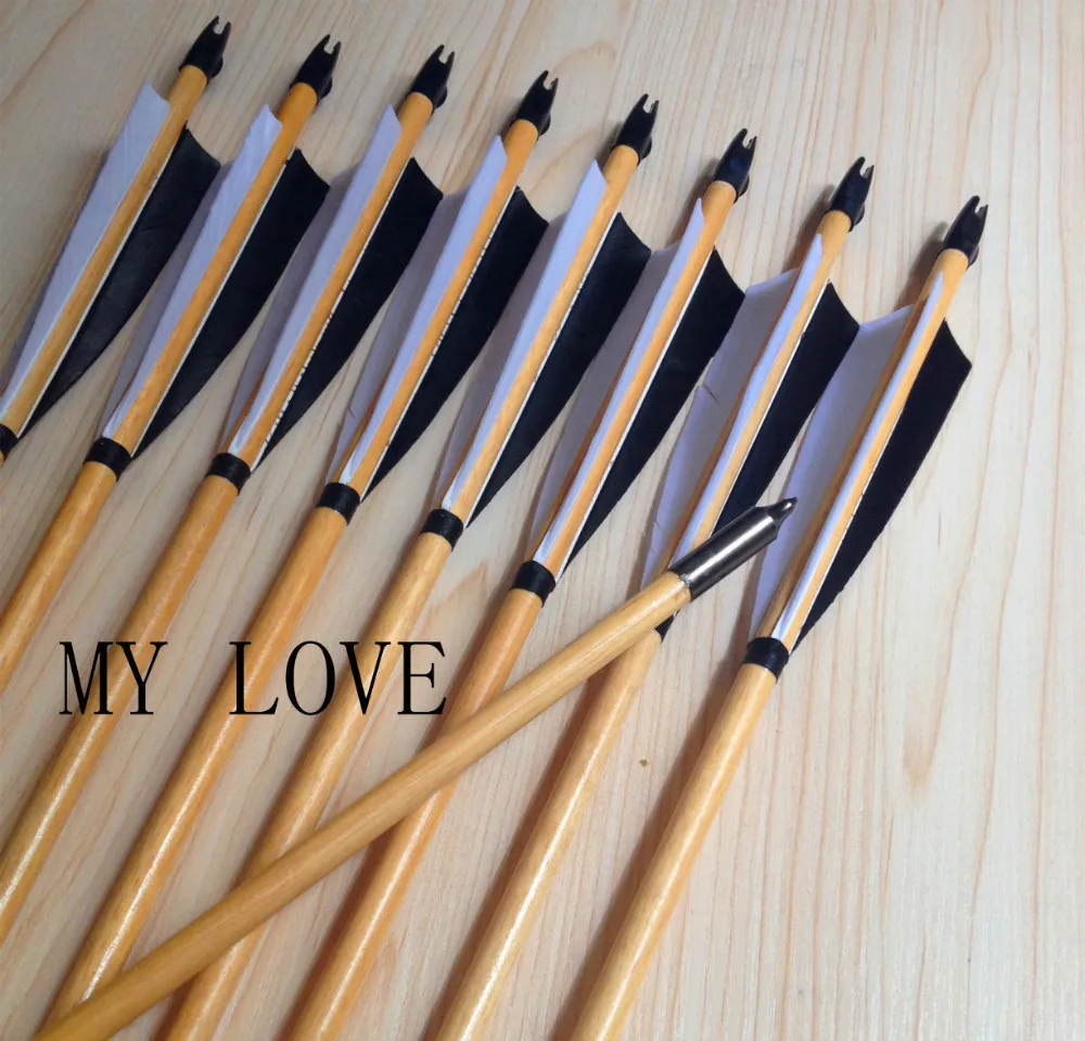 Free shipping traditional wooden arrow TPU vane target point 12 pcs