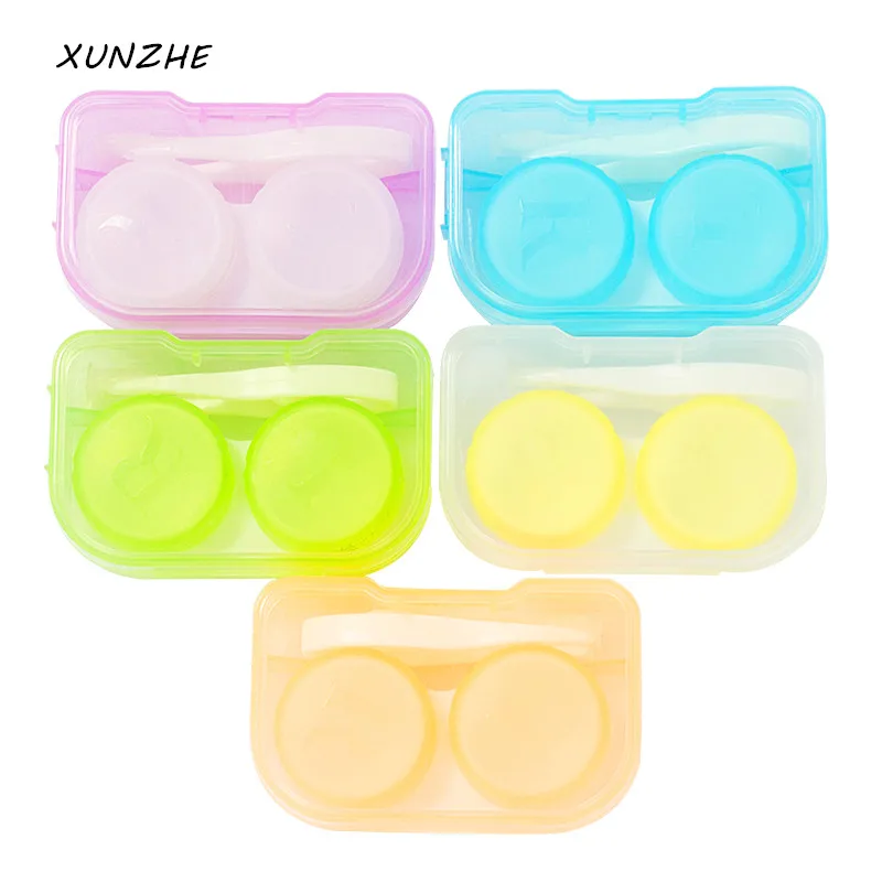 

XUNZHE 1pcs/sets Contact Lenses Storage Box Cute Contact lens Case Box Eyes Care Kit Holder Travel Washer Cleaner Container