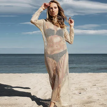 

2019 Knitted Hollow Out Bikini Cover Up Beach Dress Pareo De Plage Swimsuit Cover Up Beach Wear Pareos De Playa Mujer
