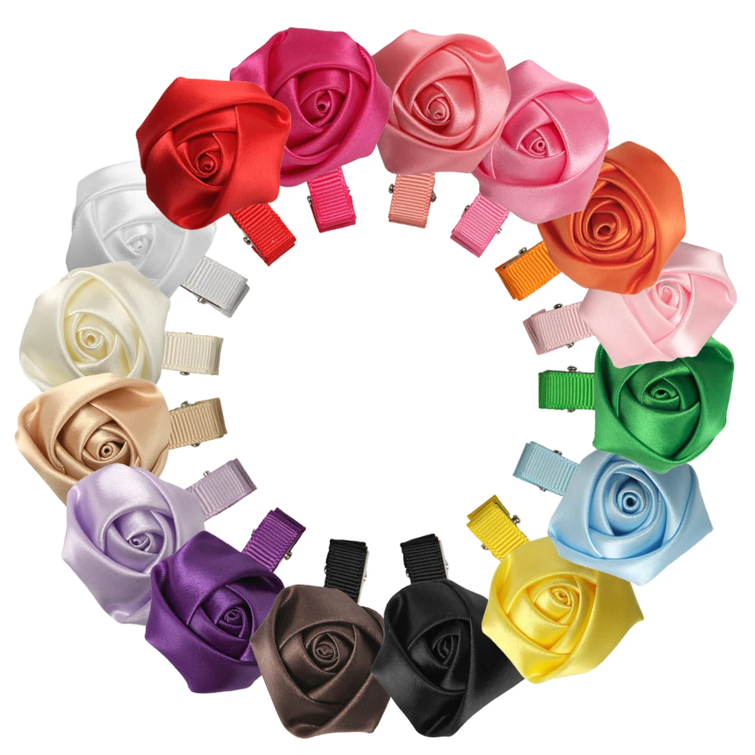 High Quality 16pcs/lot Rose Hair Clips Girl Hairwear Kids Flowers