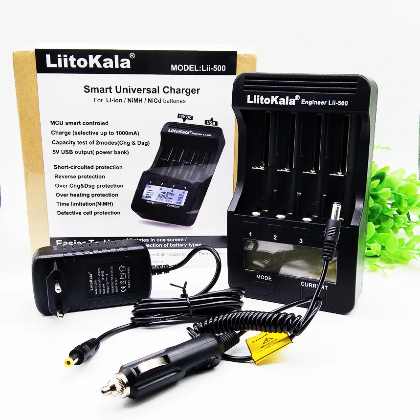 1 шт LiitoKala lii-500 lcd 3,7 V 18650 21700 зарядное устройство+ 4 шт 3,7 V 18650 3400mAh NCR18650B литий-ионные аккумуляторы