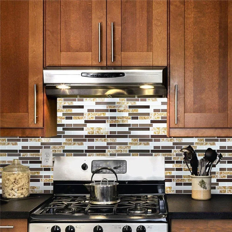 3D Marble Mosaic Peel and Stick Wall Tile Self adhesive Backsplash DIY Kitchen Bathroom Home Wall Decal Sticker Vinyl