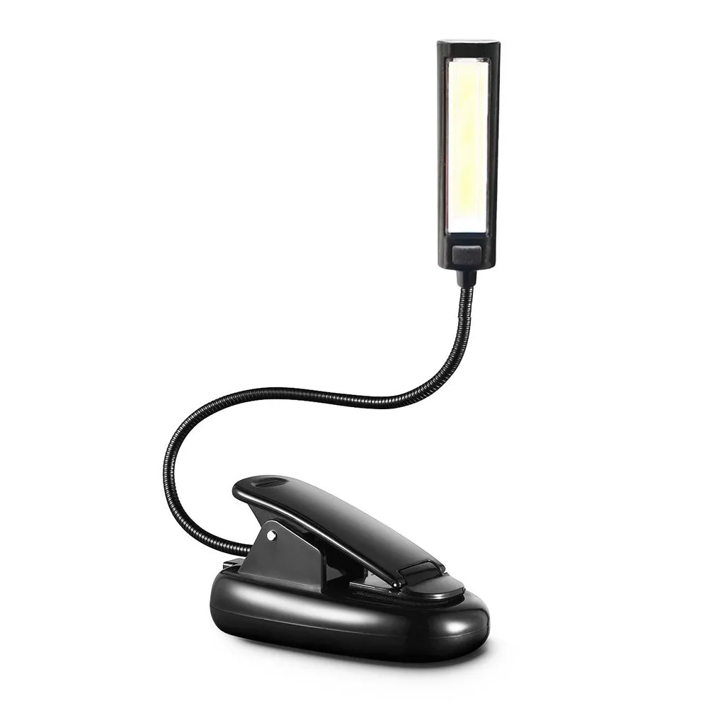 Светодиодный светильник с двумя головками и гибким настольным светильником, портативный светодиодный светильник с зажимом для учебы и чтения, Настольный светильник s с usb-кабелем, с батареей AAA#20 - Цвет корпуса: Black