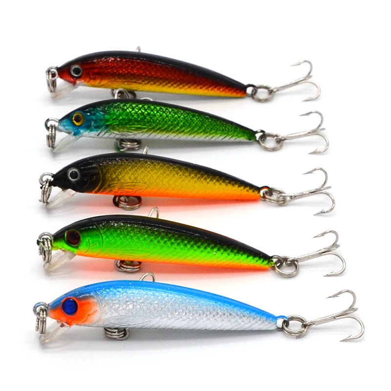 1PCS 5.5cm 3.3g Artificial Bait Fishing Lure Minnow Hard Bait With 8