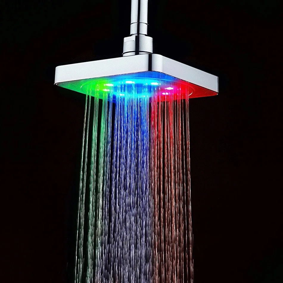 

Wholesale 6 inch LED Shower Head Colorful self-discoloring Over-head shower nozzle