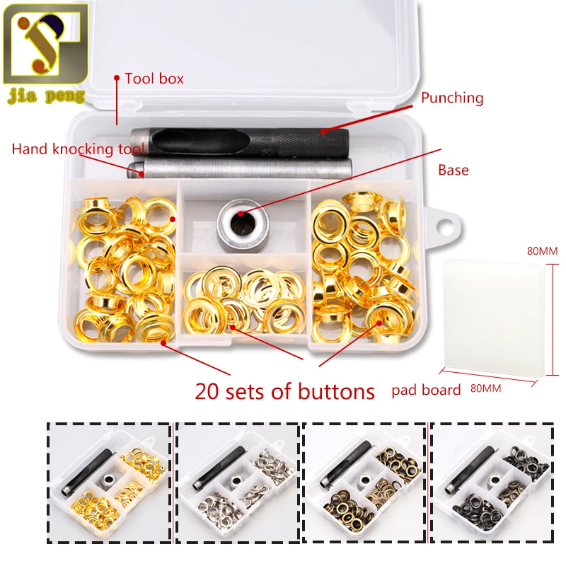 20 Set Silver Bronze Gun black Eyelets And Eyelet Punch grommets Tool