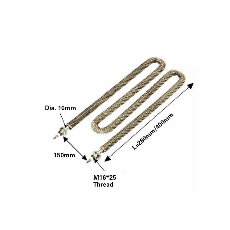 Воздушный нагревательный элемент s используется в нагрузке банка 220 В 1,5/2.5квт ребристая труба нагреватель W-shape 280/400 мм сушильная печь Нагревательный элемент части