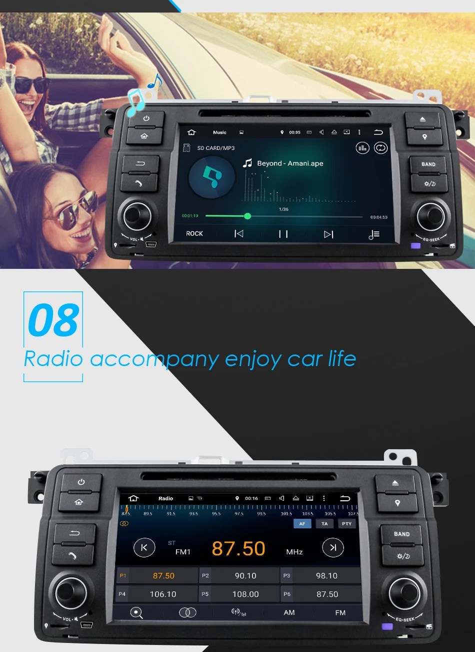 Cheap Eunavi 1 Din Android 9 Car Multimedia For BMW E46 M3 318/320/325/330/335 Rover 75 1998-2006 DVD Radio GPS Navigation DSP WIFI 13