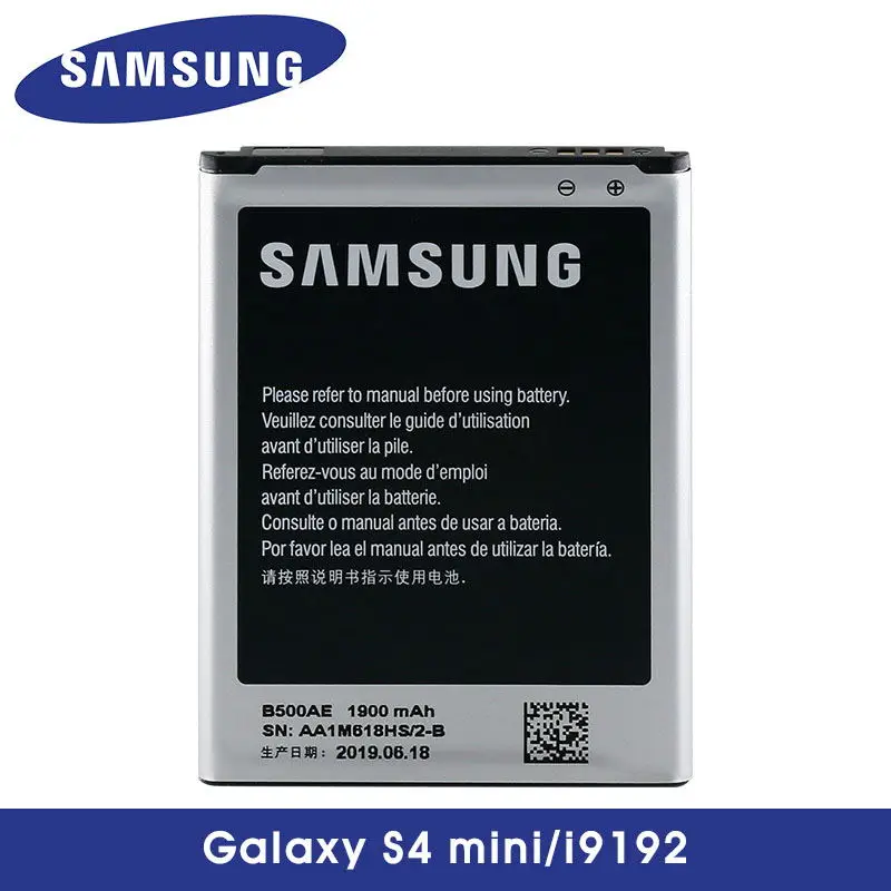 Оригинальный аккумулятор для Samsung Galaxy S4 mini i9192 I9190 I9198 1900mAh B500AE Замена батареи без NFC