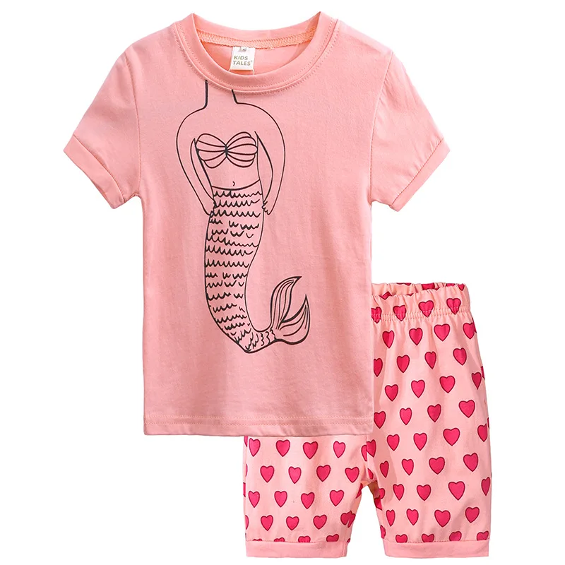 Baby Girl Sleepwear Pajama Sets Cotton Long Sleeve Top Short Pants