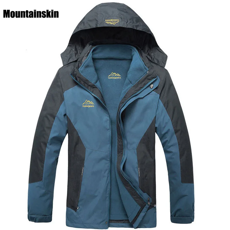 6XL 2017 Men's 2 Pieces Winter Inner Fleece Jacket Outdoor Sport Mountianskin Warm Coat Hiking Skiing Camping Male Jackets VA069 men s winter inner fleece waterproof jacket outdoor sport warm brand coat hiking camping trekking skiing male jackets va063
