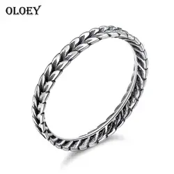 Oloey Винтаж стекируемые кольца Bague Fine Jewelry 100% реальные 925 стерлингового серебра пшеницы Форма стрелка палец кольцо для Для женщин YMR180