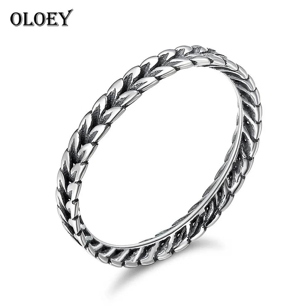 OLOEY Vintage Stackable Rings Bague Fine Jewelry 100% Real 925 Sterling