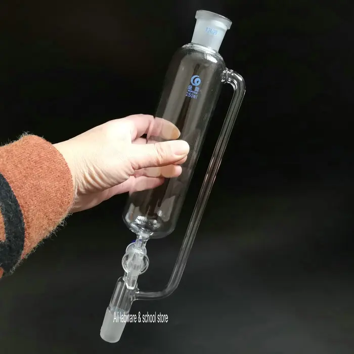 1pcs 250ml glass funnel constant pressure cylindrical shape with glass