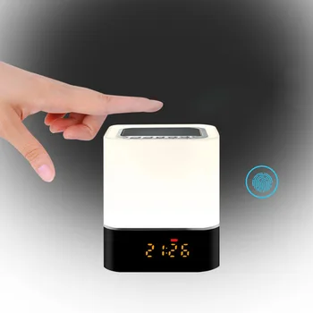 

Bluetooth Speaker With Night Light Bedside Lamp Loudspeaker MP3 Player Digital Alarm Clock And Dimmable 5 In 1 Speaker Light