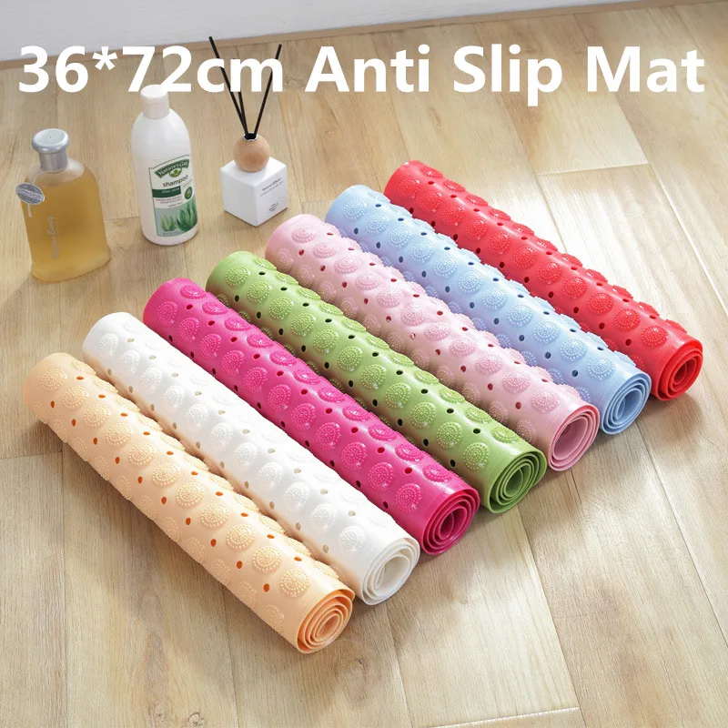 

36*72cm Anti Slip Bathroom Mat with Sucker Rubber Bath Shower Safe Mat Floor Mat Bathtub Mat Foot Massage Pure Color Carpet rug