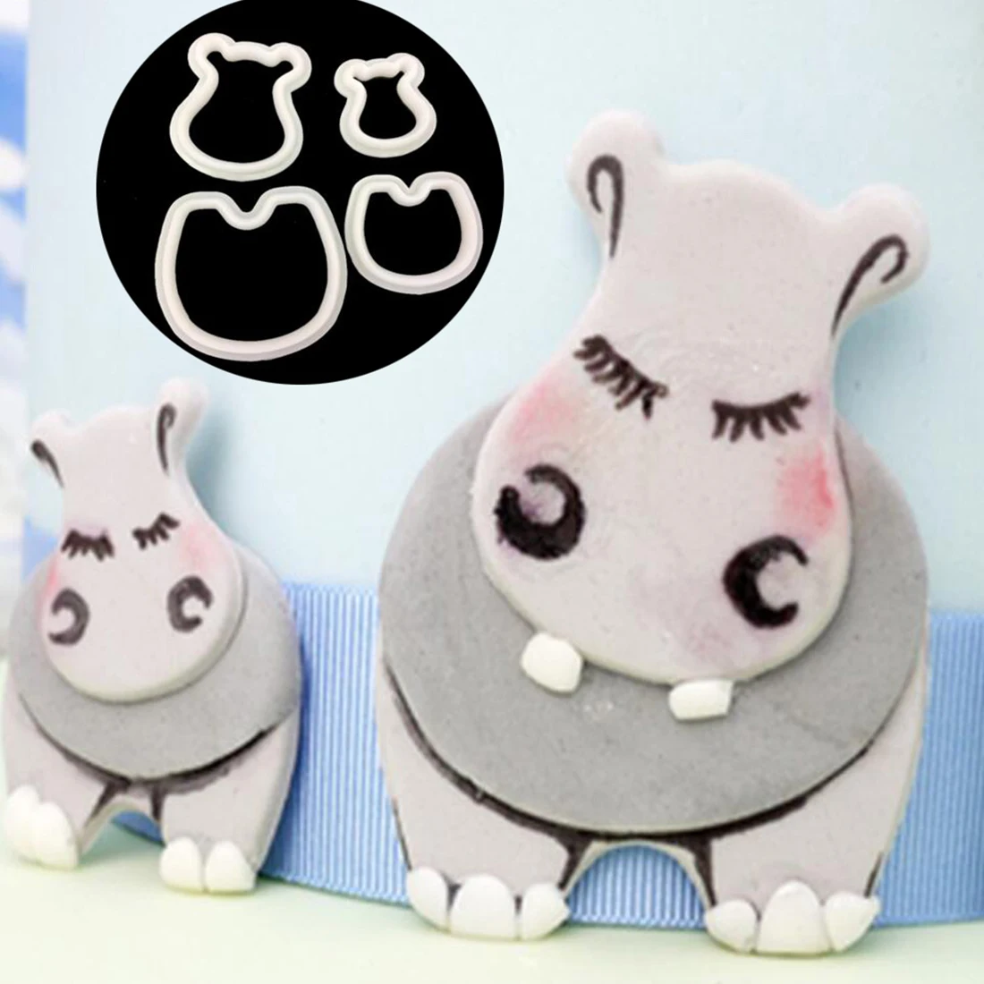 

Good 4pcs Hippo Plastic Sugarcraft Fondant Cutter Cake Mold Decorating Tools Bakeware