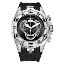 Reef Tiger/RT спортивные часы для мужчин водонепроницаемые стальные Хронограф Секундомер резиновый ремешок топ продаж модные часы RGA303-2