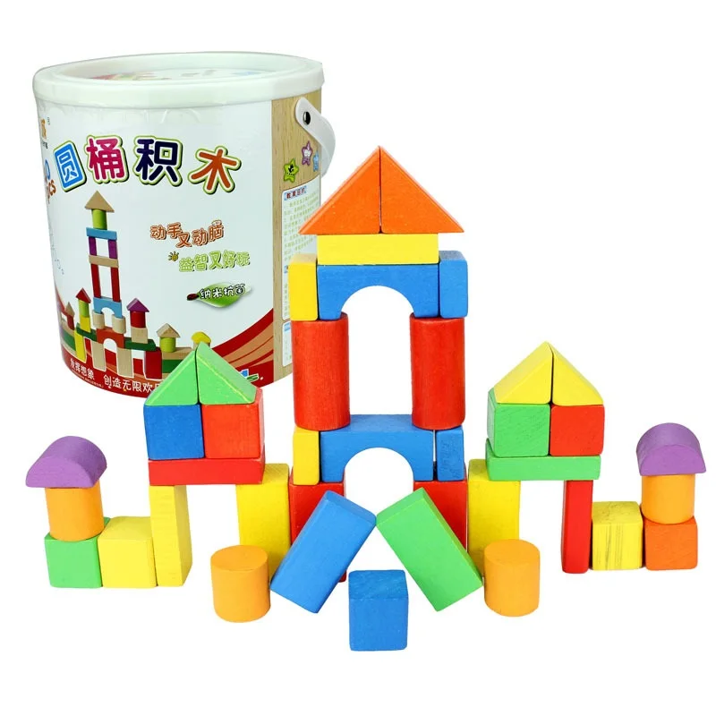 40 Grain Wood Large Barrel Building Blocks Educational Toys Developing Intelligence Suitable For Baby Gift baby-building-blocks