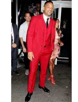 

Lucky Red Custom Made 3 PCs (Jacket+Pants+Vest+tie) Men Suits Wedding Suits for Men Groom Tuxedos Business Formal Suit