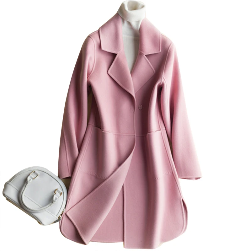 

2019 Spring Autumn Jacket Women Pure Handmade cashmere100% Wool Coat Cashmere Women Coat Elegant Double Side Cashmere Coat
