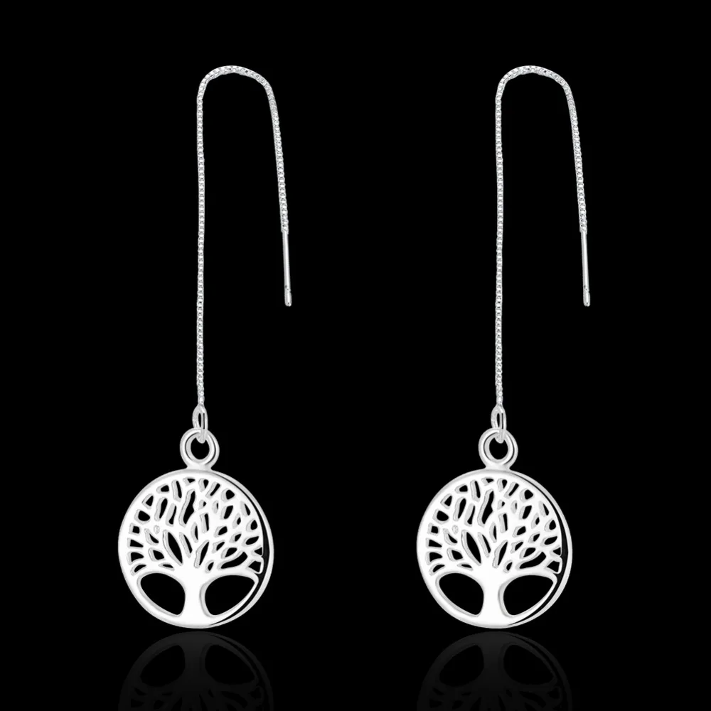 

Wholesale Silver women wedding Earring Jewelry Tree of life girl gift Cute Fashion Christmas couple gift hot hoop new E863