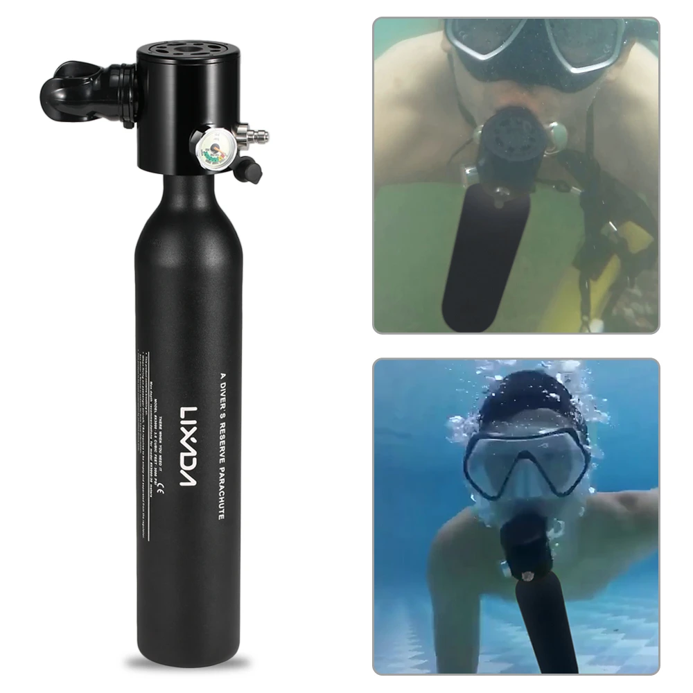 

LIXADA 0.5L Scuba Oxygen Cylinder Diving Air Tank Scuba Regulator Diving Respirator with Gauge Snorkeling Breathing Equipment