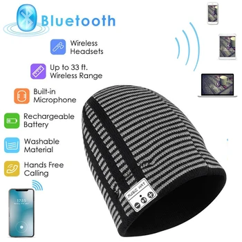 

Bluetooth Beanie Music Hat Wireless Headphones Headsets Beanie Cap Built-in Microphone, Best Gift for Winter Birthday Christmas