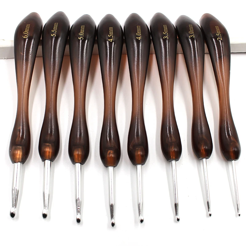 8 шт. коричневая фарфоровая гнущаяся ложка в форме пластиковой ручки из нержавеющей стали набор крючков для вязания спиц инструменты для плетения