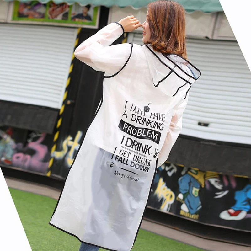 New Fashion Women's Transparent Eva Plastic Girls Raincoat Travel Waterproof Rainwear Adult Poncho Outdoor Rain Coat