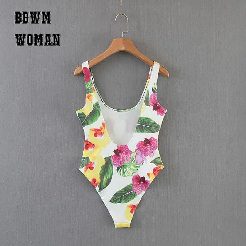 Summer Flower And Green Leaf Printed Bodysuit 2018 Skinny Sleeveless Backless Jumpsuit Rompers Fashion Bodycon Playsuit 1405