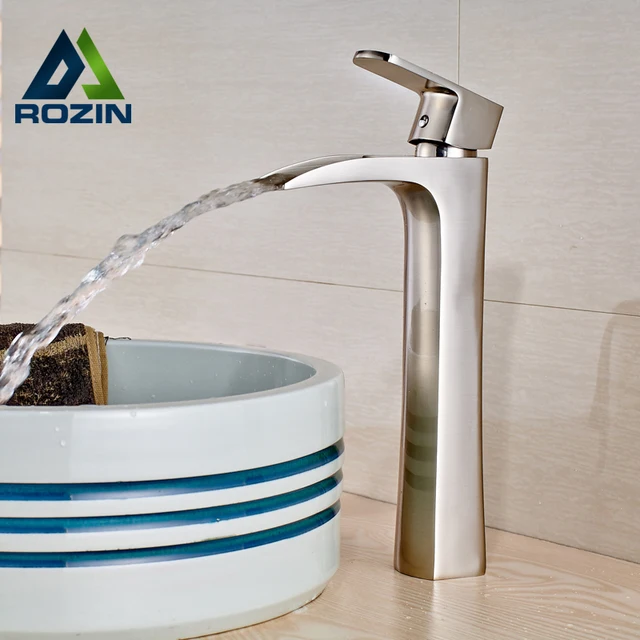 vessel sink faucets brushed nickel brushed nickel waterfall one handle basin vessel sink faucet deck mounted countertop washbasin hot and cold vessel sink faucets brushed nickel brushed nickel waterfall one handle basin vessel sink faucet deck mounted countertop washbasin hot and cold