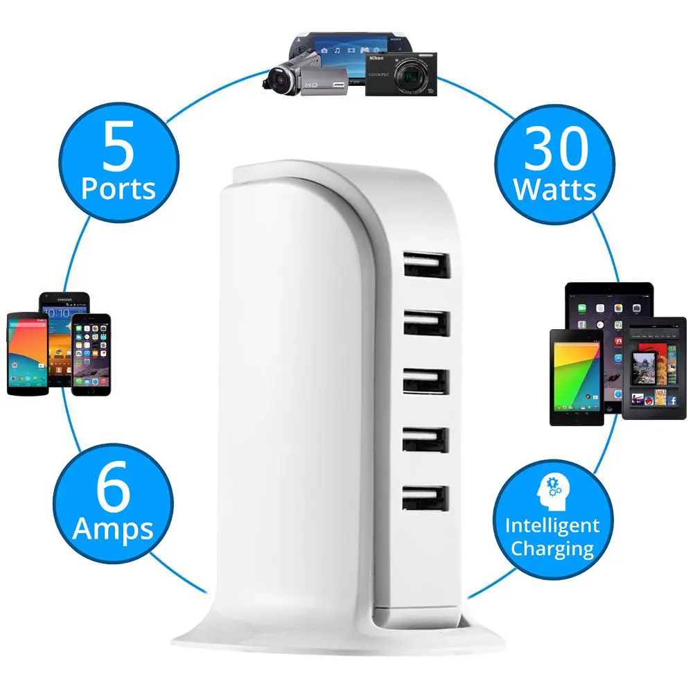 العالمي شاحن قاعدة 5 منافذ USB الجدار شاحن سطح المكتب مقبس USB HUB الفاصل ل فون 6 7 سامسونج LG تبويب شاحن الجهاز اللوحي