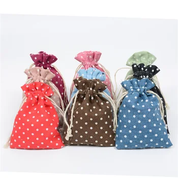 

8 pcs bags printed dot cotton bundles pocket hand linen bags bundle pocket jewelry bracelet gift bags