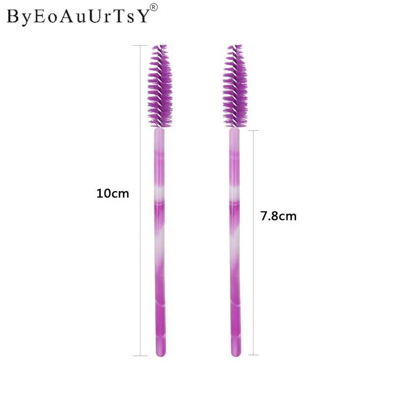 Colorful Holder Synthetic Fiber Makeup Brush 100pcs Mascara Eyelash Make Up Brush Disposable Mascara Wand Brushes Purple Red     (6)