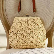 Выдалбливают соломенные мини сумки через плечо для женщин Пляжная сумка тканые ручной работы летние женские сумки-мессенджеры женская сумка в стиле бохо W290