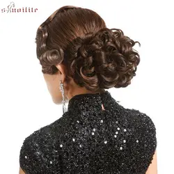 С-noilite 80 г короткие Для женщин синтетические волосы Chignon Клип В вьющиеся волосы штук Chignon Updo Крышка Хвост Расширение невеста волосы булочка