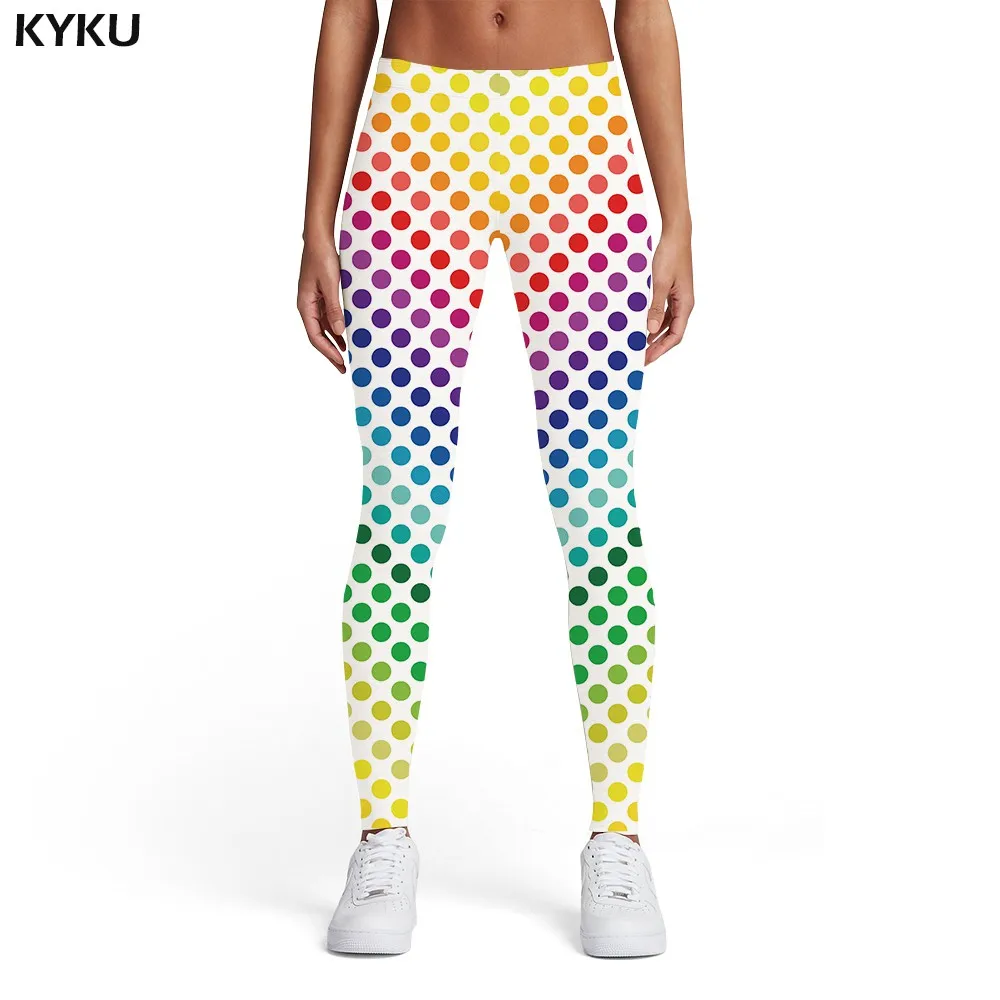 KYKU психоделические леггинсы женские цветные спортивные готические брюки художественные эластичные головокружение 3d принт Женские легинсы, штаны для фитнеса - Цвет: Ladies leggings02