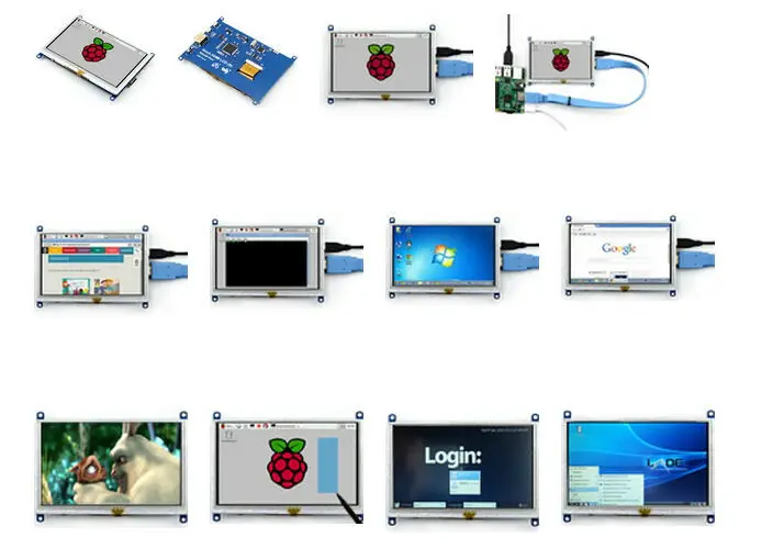 Raspberry Pi компьютер 5 дюймов HDMI lcd USB 5 дюймов сенсорный экран TFT дисплей прозрачный чехол