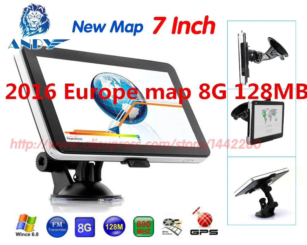Новый 7 дюймов hd gps навигации FM 8 ГБ / 128 м DDR 800 мГц 2016 карта бесплатное обновление