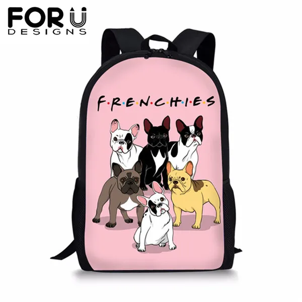 FORUDESIGNS Kids 3 шт./компл. Рюкзак Мультфильм Французский бульдог животные принты брезентовые Школьные Рюкзаки рюкзаки для подростков девочек мальчиков студентов - Цвет: Z4232C