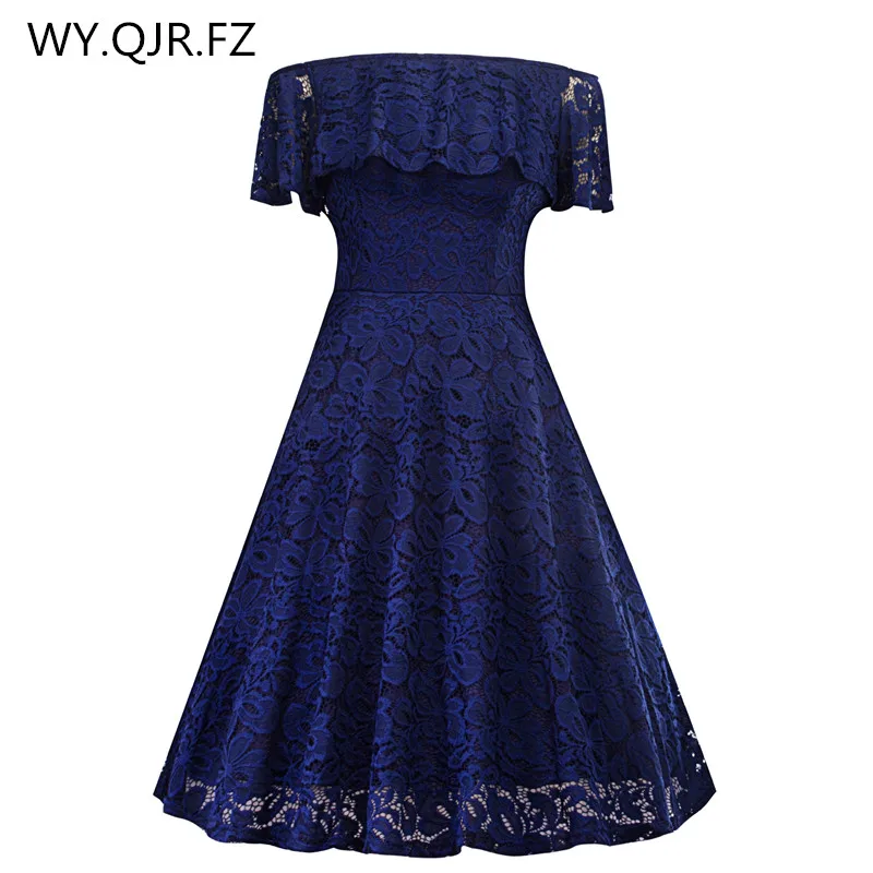 

SZSY1846Z#Boat Neck lace short dark blue Bridesmaid dresses wedding party dress gown prom cheap wholesale fashi women clothing