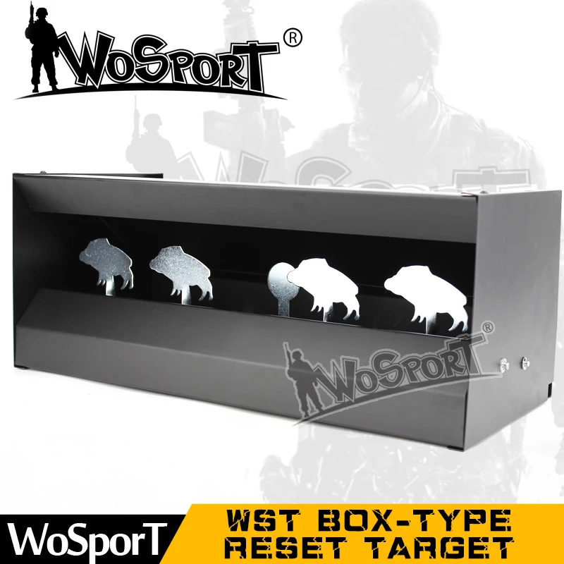 

WoSporT Box-type Reset Target Hunting Decoy Linkage Metal Spinner Airsoft Shooting Outdoor Indoor Durable Harmless Steel Archery