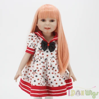 

Heat Resistant 180C Peach Color Wig for 18'' American Dolls,Reborn Dolls with 10-11inch Head Safe Toy Hair Accessories