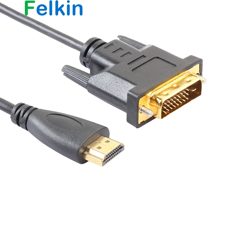 Felkin HDMI to DVI Cable HDMI to DVI DVI-D 24+1 Pin Adapter Cable 1080P 3D Video Converter HDMI Cable for LCD DVD HDTV XBOX PS3