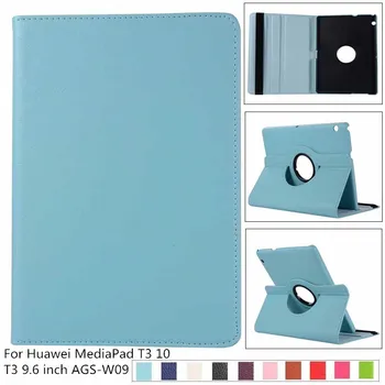 

New 360 Rotating PU Leather Flip Cover For Huawei T3 10 Case MediaPad T3 9.6'AGS-W09 Tablet Stand Folding Folio Case Fundas +pen