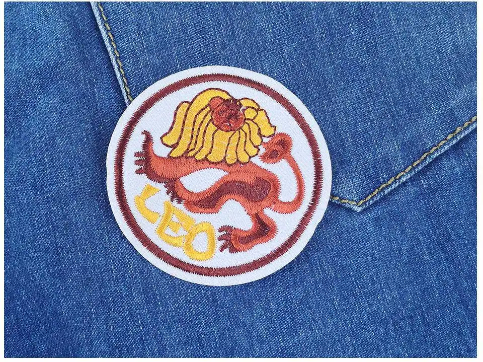 Embroidery Iron On Patches 3D Zodiac Signs Leo Virgo Pisces Aquarius Libra Taurus Scorpio Patch DIY Stickers On Clothes Fabric   (10)