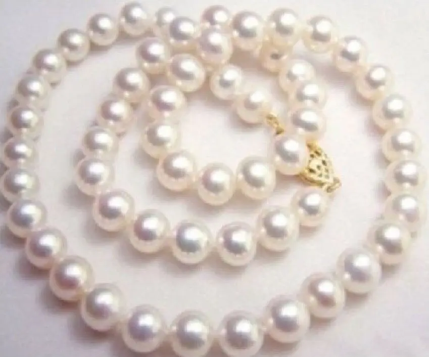 

Free Shipping >>HUGE AAA+ 9-10MM AKOYA WHITE PEARL NECKLACE 18 INCH 14K GOLD CLASP