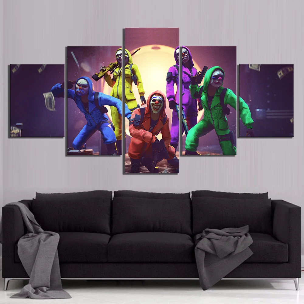 

Art Print Canvas Paintings Wall Art 5 Pieces Garena Free Fire Video Game Poster Paintings Joker Free Fire Battlegrounds Games