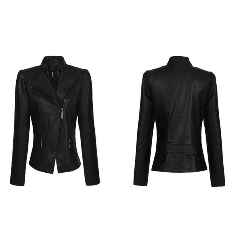 

Spring Autumn New Pu Motorcycle Leather Jacket Ladies Short Section Korean Slim Large Size Short Coat Small Leather Jacket A67